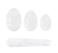 Set di uova di giada bianca Set di sfere di cristallo con bacchetta for esercizi di Kegel, bastone da massaggio di serraggio, set di non trapano senza scatola decorazione della stanza (Color : Undril