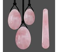 Set di uova Yoni Set di uova e bacchette Yoni Massaggiatore per esercizi Kegel Uova d'amore in giada naturale Bastoncino e palline per massaggio, Rosa forata