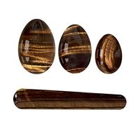 Set di uova Yoni Set di uova e bacchette Yoni Massaggiatore per esercizi Kegel Uova d'amore in giada naturale Bastoncino e palline per massaggio, Occhio di tigre non forato
