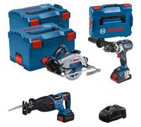Set di utensili 18V GSB/GKS/GSA - BOSCH - con 2 batterie da 18V 5,5AH e 1 batteria da 18V 4,0AH - caricabatterie - L-Boxx 0615990N38