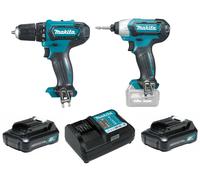 Set di utensili a batteria MAKITA: cacciavite DF333 e cacciavite TD110 in valigetta di alluminio CLX224X