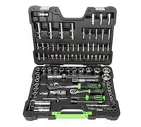 SET DI UTENSILI DA 94 PEZZI CON BUSSOLE ESAGONALI DA 1/4" E 1/2" - FINITURA CROM