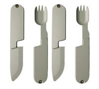 Set di utensili da campeggio 2 in 1, compatti e in acciaio inox, forchetta e cucchiaio, adatti per avventure all'aperto, escursioni e viaggi (posate da campeggio, 2 set)