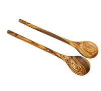 Set Di Utensili Da Cucina 2 Cucchiai Rotondi 30 Cm In Legno Di Olivo