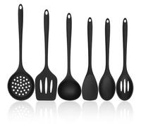 Set di Utensili da Cucina in Silicone, 6 Pezzi Cucchiaio da Cucina per Mescolare, Cucchiai di Silicone Antiaderente, Mestolo Cucina Grande per Cucinare, Cuocere, Mescolare e Servire