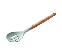 Set di utensili da cucina in silicone antiaderente con manico in legno, cucchiaio scolapasta, verde chiaro, cucchiaio mancante