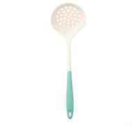 Set di utensili da cucina in silicone con spatola e cucchiaio da minestra, resistente al calore e non, protegge le pentole durante la cottura e il servizio (B bianco e verde)