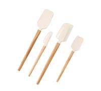 Set di utensili da cucina in silicone da 4 pezzi con manici in legno, raschietti resistenti al calore e spatole for cucinare e cuocere al forno