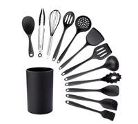 Set di utensili da cucina in silicone nero, pentole antiaderenti, spatola, mestolo, sbattiuova, paletta, accessori for(1Pcs Frying Spatula)
