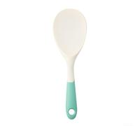 Set di utensili da cucina in silicone resistente al calore con spatola e cucchiaio da zuppa, senza lati per un facile rilascio degli alimenti e protezione delle pentole (D bianco e verde)