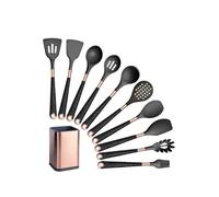 Set di utensili da cucina in silicone resistenti al calore, manico placcato oro rosa, spatola antiaderente, cucchiaio, 5-13 pezzi(B010-H)