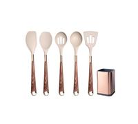 Set di utensili da cucina in silicone resistenti al calore, manico placcato oro rosa, spatola antiaderente, cucchiaio, 5-13 pezzi(K005-H)