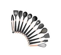 Set di utensili da cucina in silicone resistenti al calore, manico placcato oro rosa, spatola antiaderente, cucchiaio, 5-13 pezzi(B012)
