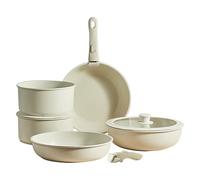 Set di utensili da cucina senza piani - set di onde, set da cucina | Cucina per sicura per la vita quotidiana e il campeggio, il set di pentole bianche crema con rivestimento