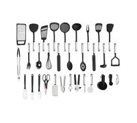 Set di utensili da cucina, set di utensili da cucina, 40 pezzi, in acciaio inox e nylon, resistente al calore fino a 410 °C, include spatola, frusta e molto altro ancora