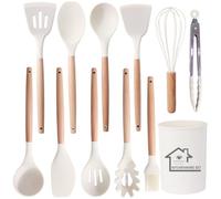Set di utensili da cucina, set di utensili da cucina in silicone, 12 pezzi, spatola per utensili da cucina antiaderente resistente al calore, bianco