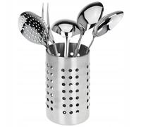 Set di utensili da cucina su supporto in acciaio, 6 pezzi, argento