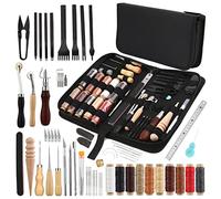 Set di utensili da cucito in pelle, 52 pezzi, utensili da cucito in pelle, con 10 colori, filo cerato, strumento per denti a pressione, dentatura per la lavorazione della pelle