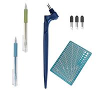 Set di Utensili da Taglio Artigianali Coltello Artigianale in Acciaio Inossidabile con 2 Lama Rotante a 360 Gradi e Tappetino da Taglio Utensile da Taglio Artistico per Scrapbooking