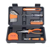 Set di utensili domestici compatto 23 in 1 con strumenti in acciaio al carbonio durevoli, attacchi multipli, tester di tensione e nastro di misurazione per la manutenzione domestica