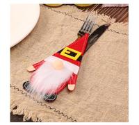 Set di utensili in feltro per Natale con forchetta e cappello senza volto, perfetto per la tavola delle vacanze e l'uso in costume (B)