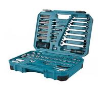 Set di utensili manuali MAKITA da 3/8", punte/bussole/chiavi a forchetta/cricchetto, 120 pezzi E-06616