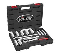 Set di utensili per ammortizzatori ViGOR V6452, incl. cricchetto reversibile aperto SW 21 mm, inserti esagonali SW 16-24 mm, inserti per cacciavite, prolunga'.