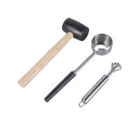 Set di utensili per apri noci di cocco in acciaio inox con martello in gomma noci di cocco pialla strumento facile da usare per carne di cocco