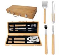 Set Di Utensili Per Barbecue, 4 Pezzi Set Di Utensili Per Barbecue Regalo Per La Festa Del Papà Per Uomo Accessori Per Barbecue Per Campeggio E Viaggi (Spatola+Pinza+Forchettone+Spazzola)