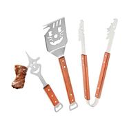 Set Di Utensili Per Griglia Barbecue,3 Pezzi Multifunzionale Compatto Completo Pinze Forchetta,Set Utensili Barbecue Esterno - Per Uomo Regalo