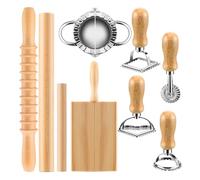 Set di utensili per la pasta - Tagliere per gnocchi in legno, rotella tagliapasta, rullo per impasto, gadget tradizionali per la preparazione della pasta per lasagne, tortellini, ravioli, kit da
