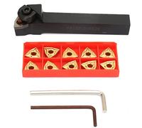 Set di Utensili per Tornio 13 in 1, Supporto in Acciaio Inossidabile con Inserti in Carburo, 125mm, Barra di Tornitura WWLNR1616H08, per Lavorazione Metalli, con 10 Inserti e 2 Chiavi