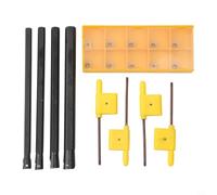 Set di utensili per tornio CNC con quattro barre di alesatura del gambo e inserti in carburo HM CCMT060204 per le operazioni di lavorazione e raffinazione dell'acciaio