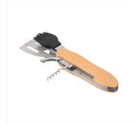 Set di utensili portatili per barbecue in acciaio inox - spatola, spazzola, forchetta e apribottiglie - Kit barbecue pieghevole