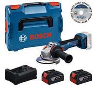 Set di utensili smerigliatrice angolare a batteria 18 volt con 2 batterie da 5,0 ampere-ora e disco da taglio 125 in L-BOXX, Set di strumenti boxed