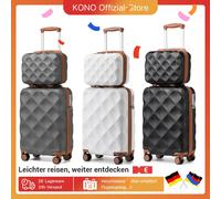 Set di valigie da 2 pezzi British Traveller | Custodia da cabina con serratura TSA e borsa da toilette | 4 rulli doppi | 31 + 54 cm Grigio