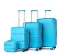 Set di valigie da viaggio Kono, trolley leggero con guscio rigido in ABS, 4 rotelle e lucchetto TSA a combinazione, Blu, 4 Teilig Kofferset