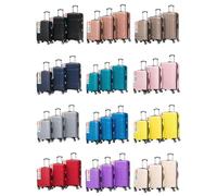 Set di valigie da viaggio, trolley da viaggio a 4 ruote, leggero, con guscio rigido in ABS (verde acqua), Foglia di t, moderno