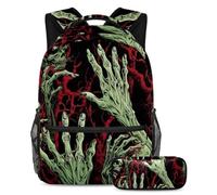 Set di valigie e astuccio, motivo zombie di Halloween, ideale per studenti, bambini, ragazzi e ragazze, Multicolore#03, B：29.4x20x40cm P：19x7.5x3.8cm, Zaini Daypack