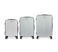 Elegante e robusto set di tre valigie in tonalità grigio chiaro in diverse misure, S, M e L. Tre misure tra cui scegliere in ogni fuga, circostanza o necessità…, grigio chiaro, custodia rigida con,