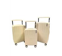 Set di Valigie Trolley Rigidi 3 Pezzi in Polipropilene Ultraresistente Valigia Trolley con Chiusura TSA e 4 Ruote Doppie silenziose, carello manico largo in alluminio. (Bianco avorio)