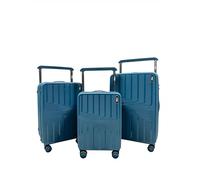 Set di Valigie Trolley Rigidi 3 Pezzi in Polipropilene Ultraresistente Valigia Trolley con Chiusura TSA e 4 Ruote Doppie silenziose, carello manico largo in alluminio. (Blu petrolio)