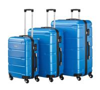 Set di valigie Zelsius 3 pezzi, blu | Valigia rigida in ABS con chiusura a combinazione, Ruote doppie e divisorio interno | Valigia a mano, set di valigie rigide 3 pezzi, trolley, valigia grande