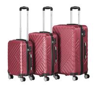 Set di valigie Zelsius 3 pezzi, rosso | Valigia rigida in ABS con chiusura a combinazione, Ruote doppie e divisorio interno | Valigia a mano, set di valigie rigide 3 pezzi, trolley, valigia grande