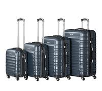 Set di valigie Zelsius 4 pezzi, antracite | Valigia rigida in ABS con chiusura a combinazione, 4 ruote e divisorio interno | Valigia a mano, set di valigie rigide 4 pezzi, trolley, valigia grande