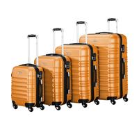Set di valigie Zelsius 4 pezzi, arancione | Valigia rigida in ABS con chiusura a combinazione, 4 ruote e divisorio interno | Valigia a mano, set di valigie rigide 4 pezzi, trolley, valigia grande