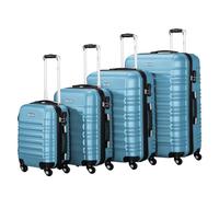 Set di valigie Zelsius 4 pezzi, blu acciaio | Valigia rigida in ABS con chiusura a combinazione, 4 ruote e divisorio interno | Valigia a mano, set di valigie rigide 4 pezzi, trolley, valigia grande