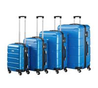 Set di valigie Zelsius 4 pezzi, blu | Valigia rigida in ABS con chiusura a combinazione, 4 ruote e divisorio interno | Valigia a mano, set di valigie rigide 4 pezzi, trolley, valigia grande
