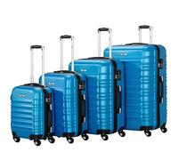 Set di valigie Zelsius 4 pezzi, blu | Valigia rigida in ABS con chiusura a combinazione, 4 ruote e divisorio interno | Valigia a mano, set di valigie rigide 4 pezzi, trolley, valigia grande