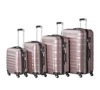 Set di valigie Zelsius 4 pezzi, colori rosé | Valigia rigida in ABS con chiusura a combinazione, 4 ruote e divisorio interno | Valigia a mano, set di valigie rigide 4 pezzi, trolley, valigia grande
